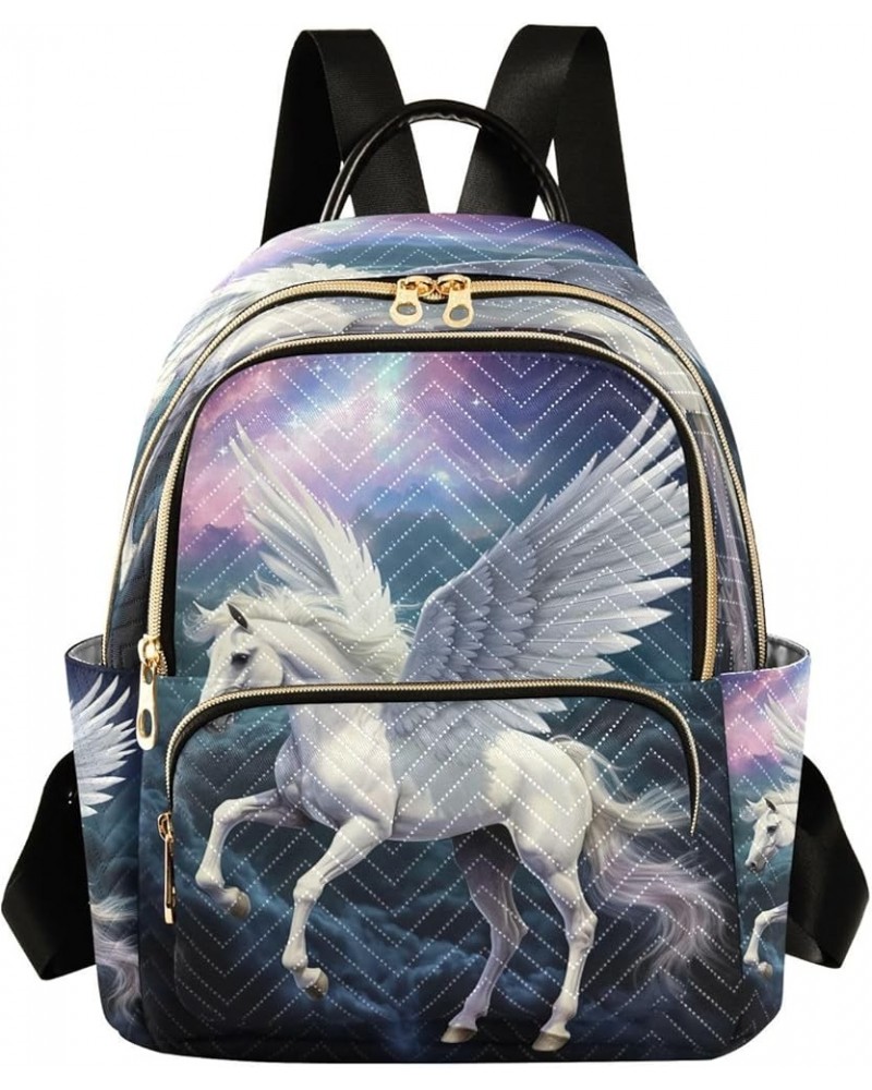 White Unicorn Sky Quilted Backpack for Women Shoulder Bag Purses Travel Bags for Work Daily Nurse S Small $17.66 Backpacks