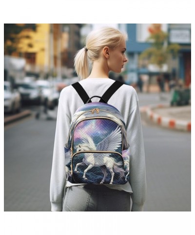 White Unicorn Sky Quilted Backpack for Women Shoulder Bag Purses Travel Bags for Work Daily Nurse S Small $17.66 Backpacks