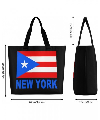 New York Puerto Rico Flag Shoulder Shopping Bag Fashion Tote Bag Commuter Bags for Women $9.46 Totes