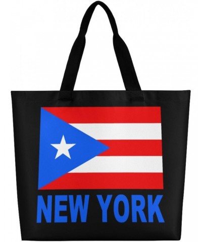 New York Puerto Rico Flag Shoulder Shopping Bag Fashion Tote Bag Commuter Bags for Women $9.46 Totes