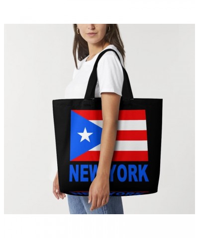 New York Puerto Rico Flag Shoulder Shopping Bag Fashion Tote Bag Commuter Bags for Women $9.46 Totes