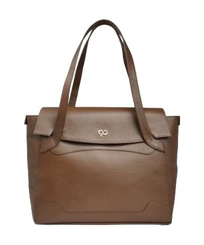 90 Feet Tara Blue Leather Work Tote Bag (Large) Brown $43.12 Totes