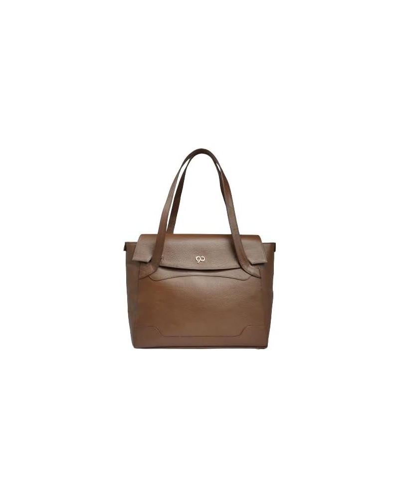 90 Feet Tara Blue Leather Work Tote Bag (Large) Brown $43.12 Totes