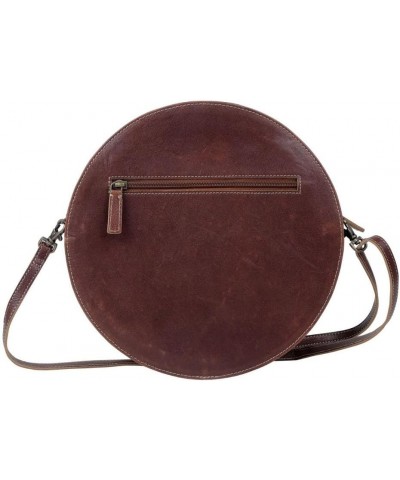 Simply Sober Round Bag, S-4944 - Floral Tooled Leather Crossbody Bags with Cowhide Design, Women's Circle Cross Body Purse Ha...