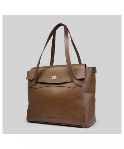 90 Feet Tara Blue Leather Work Tote Bag (Large) Brown $43.12 Totes