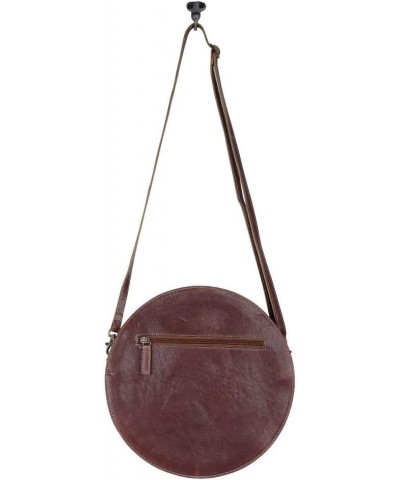 Simply Sober Round Bag, S-4944 - Floral Tooled Leather Crossbody Bags with Cowhide Design, Women's Circle Cross Body Purse Ha...