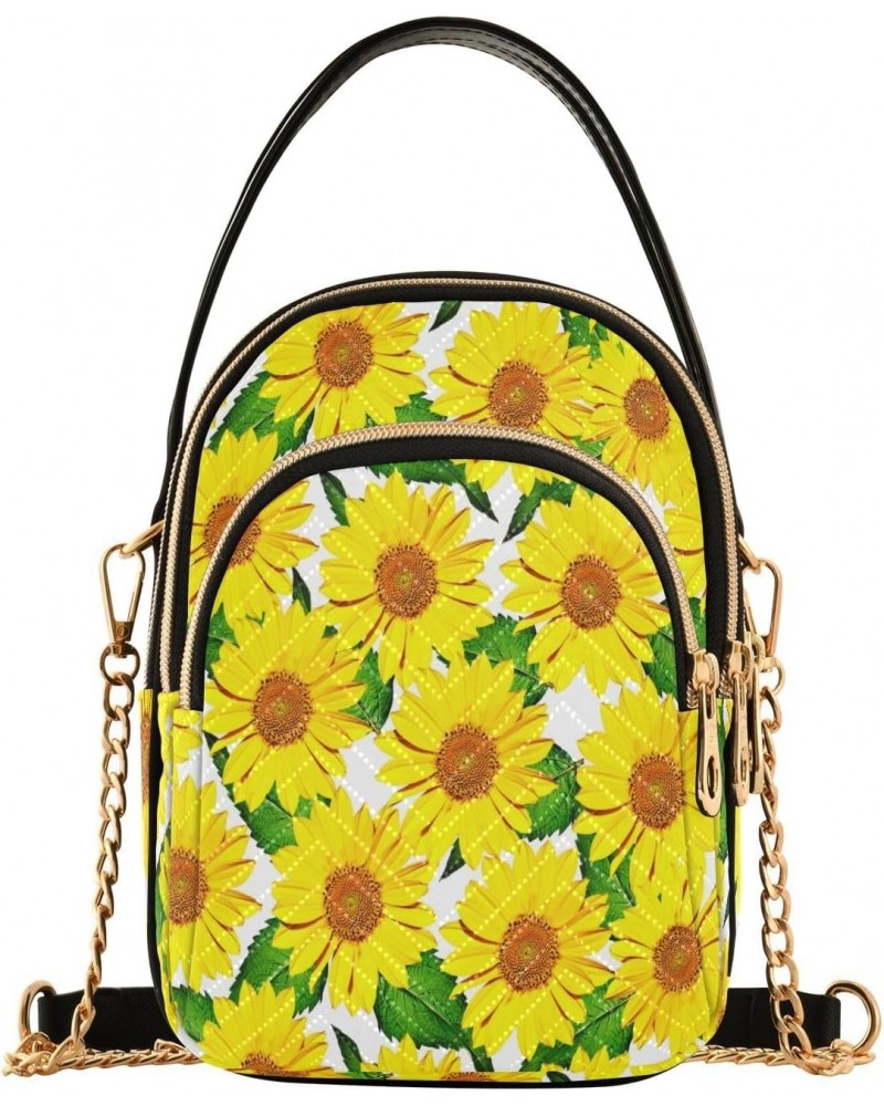 Crossbody Bags for Women Sunflowers Quilted Chain Crossbody Purses Trendy Yellow Flowers Cross Body Phone Purse Handbag $11.1...