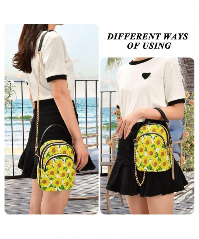 Crossbody Bags for Women Sunflowers Quilted Chain Crossbody Purses Trendy Yellow Flowers Cross Body Phone Purse Handbag $11.1...