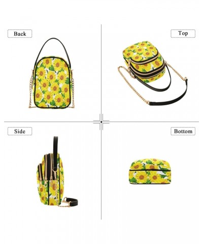 Crossbody Bags for Women Sunflowers Quilted Chain Crossbody Purses Trendy Yellow Flowers Cross Body Phone Purse Handbag $11.1...