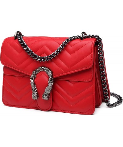 Crossbody Bags for Women - Snake Printed Clutch Purses Leather Chain Shoulder Bags Evening Handbags Red $14.49 Satchels