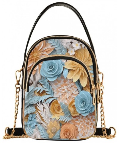 Crossbody Bags Crossbody Purse Chest Bag Orange Blue Flower for Women Trendy $15.92 Shoulder Bags