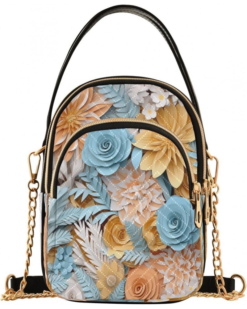 Crossbody Bags Crossbody Purse Chest Bag Orange Blue Flower for Women Trendy $15.92 Shoulder Bags