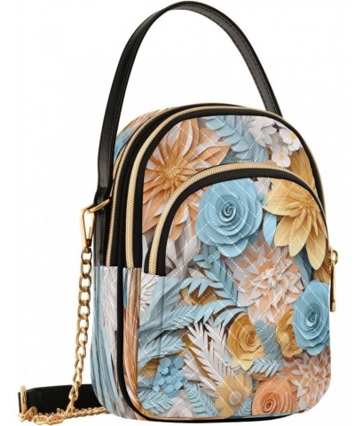 Crossbody Bags Crossbody Purse Chest Bag Orange Blue Flower for Women Trendy $15.92 Shoulder Bags