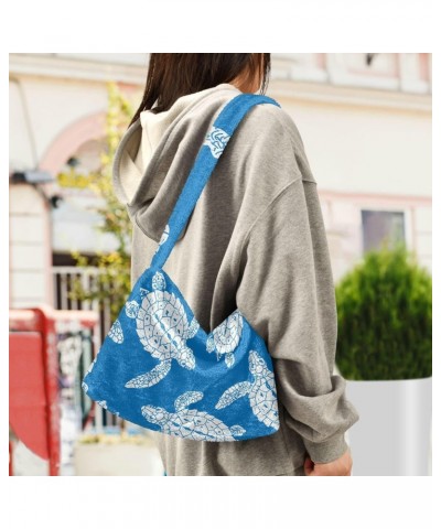 Women Boho Handbag Blue White Sea Turtle Underarm Bag Tote Bag Shoulder Bag Crossbody Bag Fluffy Cell Phone Purse Patriot Lad...