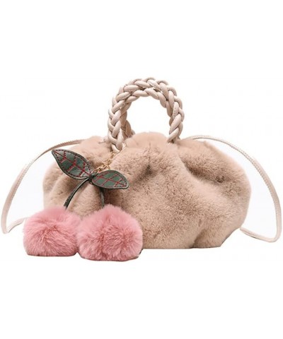 Touchy Crossbody Bag for Women, Plush Cloud Handbag W Pleated Handle, Cute Cherry Shoulder Bag, Kawaii Warm Soft Evening Bag ...