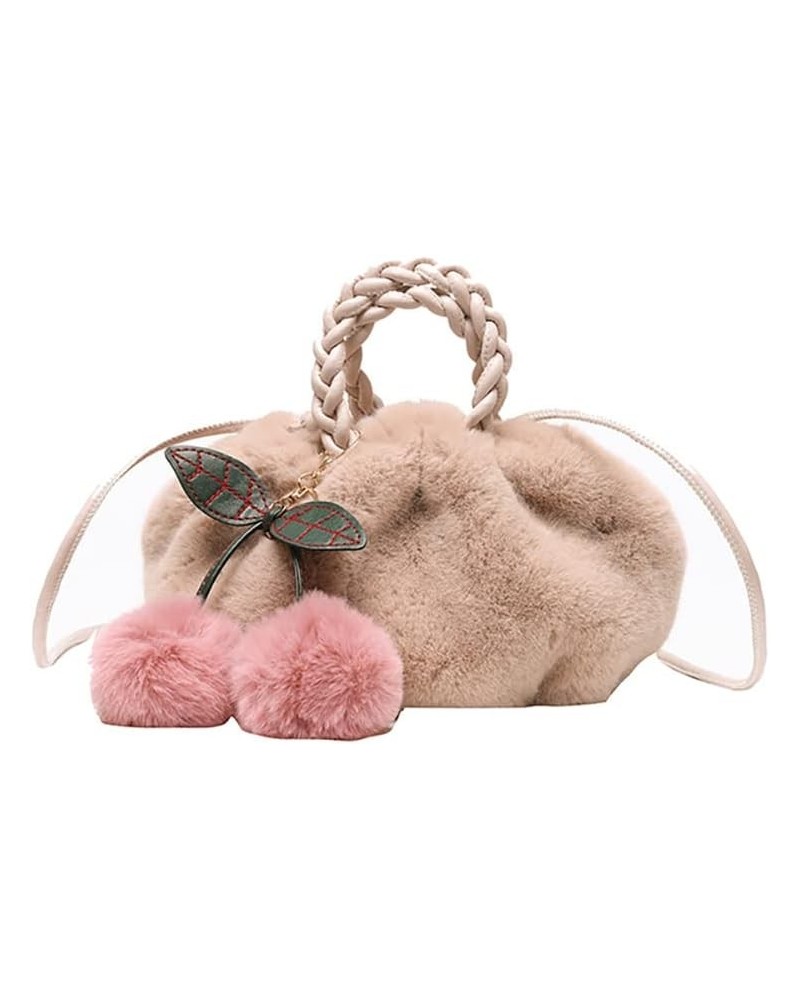 Touchy Crossbody Bag for Women, Plush Cloud Handbag W Pleated Handle, Cute Cherry Shoulder Bag, Kawaii Warm Soft Evening Bag ...