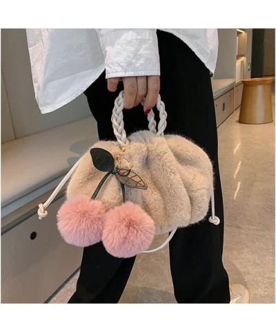 Touchy Crossbody Bag for Women, Plush Cloud Handbag W Pleated Handle, Cute Cherry Shoulder Bag, Kawaii Warm Soft Evening Bag ...