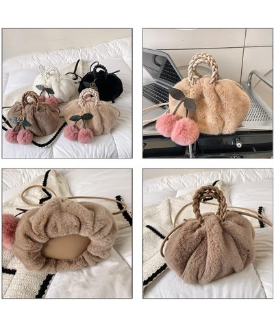 Touchy Crossbody Bag for Women, Plush Cloud Handbag W Pleated Handle, Cute Cherry Shoulder Bag, Kawaii Warm Soft Evening Bag ...