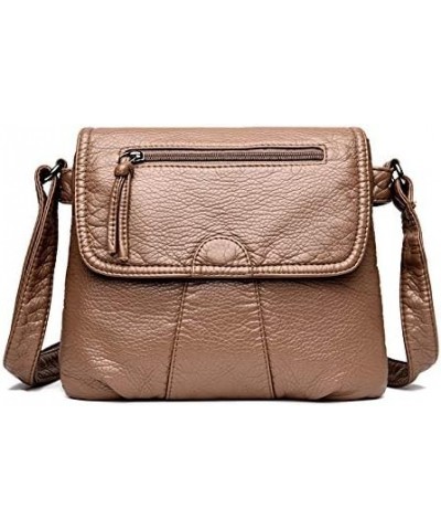 Ladies Messenger Bag Handbag Shoulder Handbag PU Waterproof Material Soft Leather Double Layer Bag Khaki $17.45 Shoulder Bags