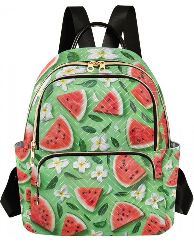 Mini Backpack Purse for Women, Plumeria Watermelon Green Travel Bag Casual Daypack Shoulder Bag Medium $14.08 Backpacks