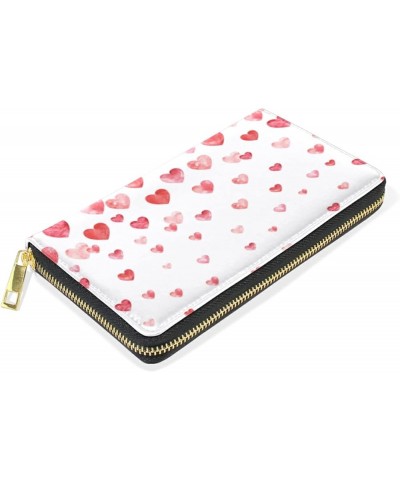 Seamless Cartoon Cars, Road Hatches, Zebra Crossing on White Leather Long Wallet Organizer with Zipper Purse Clutch Bag for W...