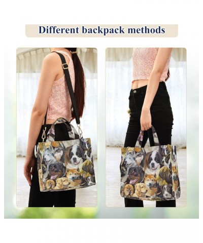 Realistic Dogs Heads Crossbody Tote &Handbag for Work Travel Shopping Sport Multi05 $16.22 Totes