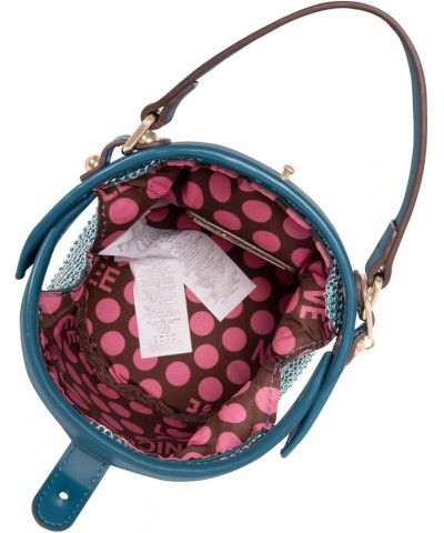 Bianca Bucket Bag, Small Faux Diamond Rhinestone Mesh Top Handle Handbag, Wide Opening Peacock Blue $39.96 Handbags