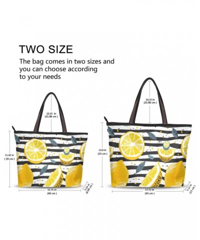 Women Tote Bags Yellow Lemon Stripe Top Handle Satchel Handbags Shoulder Bag for Shopping 20855483 $12.38 Totes