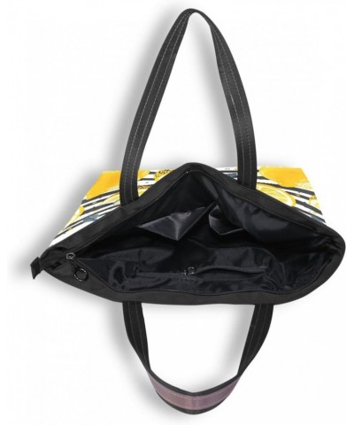 Women Tote Bags Yellow Lemon Stripe Top Handle Satchel Handbags Shoulder Bag for Shopping 20855483 $12.38 Totes