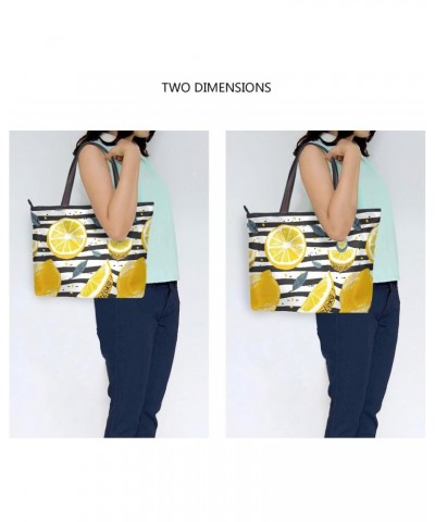 Women Tote Bags Yellow Lemon Stripe Top Handle Satchel Handbags Shoulder Bag for Shopping 20855483 $12.38 Totes