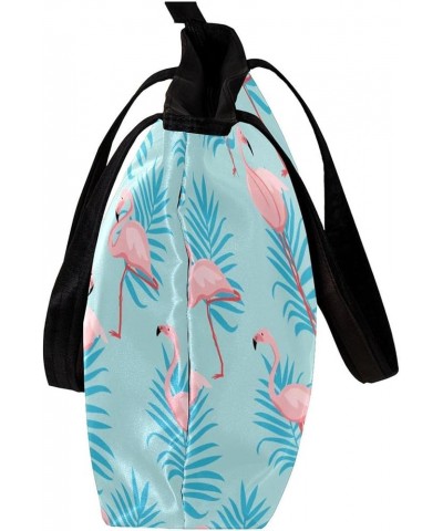 Tote Bag Shoulder Bags Pink Flamingos Rainforest Leaves Handbags for Women with Inner Pouch Blue $15.07 Shoulder Bags