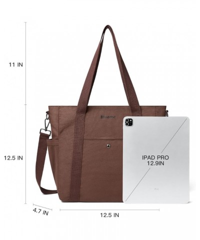 Canvas Tote Bag For Women Medium Work Totes Travel Crossbody Gym Beach Bag With Zipper Pockets Hobo Shoulder Bag Coffee $13.9...