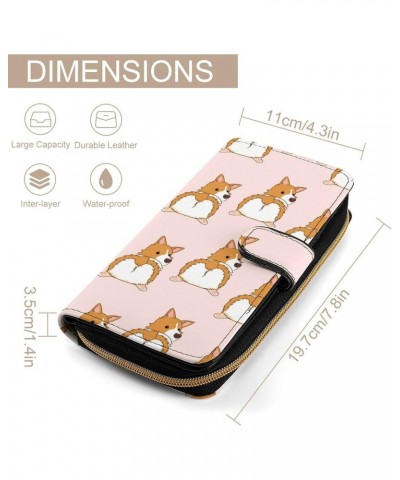 Corgi Fat Ass PU Leather Womens Wallet Large Capacity Zippered Bifold Purse with 12 Card Slot Coin Case $17.39 Wallets