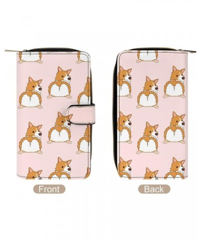 Corgi Fat Ass PU Leather Womens Wallet Large Capacity Zippered Bifold Purse with 12 Card Slot Coin Case $17.39 Wallets