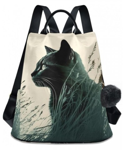 Black Cat Grass Backpack for Women, Fashion Anti Theft Casual Daypack Shoulder Bag Purse for Travel Work 15 inches $19.27 Bac...