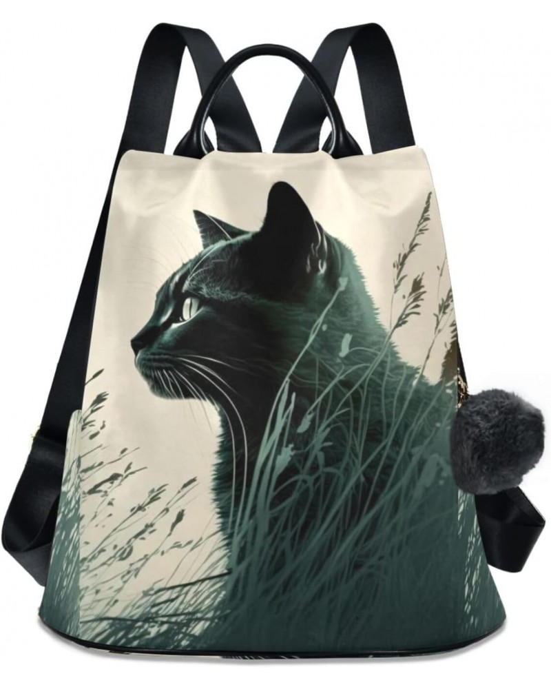 Black Cat Grass Backpack for Women, Fashion Anti Theft Casual Daypack Shoulder Bag Purse for Travel Work 15 inches $19.27 Bac...