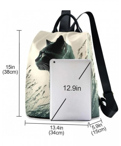 Black Cat Grass Backpack for Women, Fashion Anti Theft Casual Daypack Shoulder Bag Purse for Travel Work 15 inches $19.27 Bac...