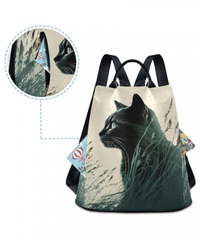 Black Cat Grass Backpack for Women, Fashion Anti Theft Casual Daypack Shoulder Bag Purse for Travel Work 15 inches $19.27 Bac...