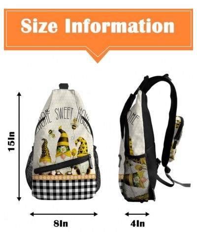 Sling Bag Crossbody Bag for Women Men Spring Cute Gnome Bee White Daisy Welcome Linen Waterproof Hiking Backpack Lightweight ...