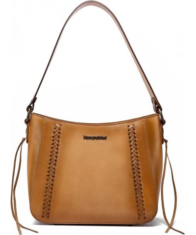 Genuine Leather Purses for Women Hobo Bags with Tooling Handle & Tassels D-khaki $35.28 Totes