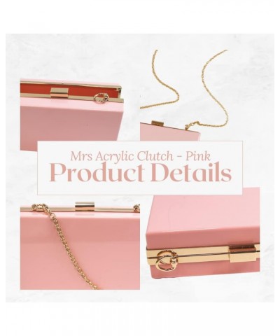 Mrs Acrylic Clutch Purse for Women Pink $19.46 Evening Bags