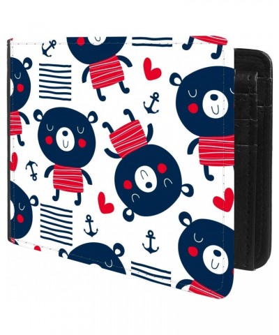 Unique Desige Pattern - Marine sailor teddy bear pattern, Slim Front Pocket Wallet Billfold RFID Blocking $8.54 Wallets