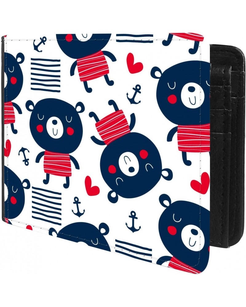 Unique Desige Pattern - Marine sailor teddy bear pattern, Slim Front Pocket Wallet Billfold RFID Blocking $8.54 Wallets