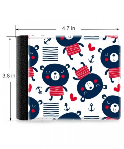 Unique Desige Pattern - Marine sailor teddy bear pattern, Slim Front Pocket Wallet Billfold RFID Blocking $8.54 Wallets