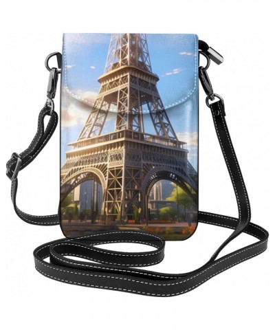 women Small Cell Phone Purse Eiffel Tower pattern Soft, durable and waterproof PU leather Convenient for daily use and travel...