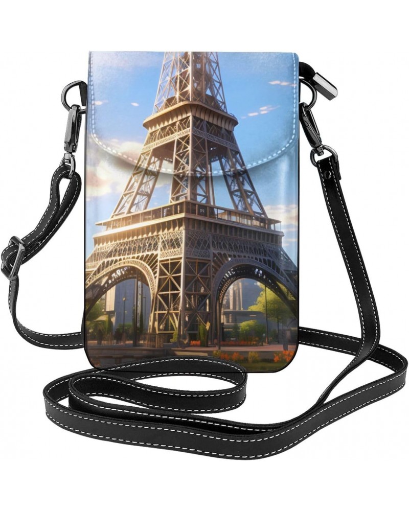 women Small Cell Phone Purse Eiffel Tower pattern Soft, durable and waterproof PU leather Convenient for daily use and travel...