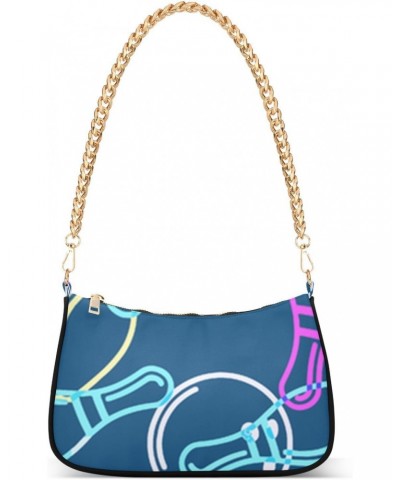 Women Small Shoulder Bag Color-bowling-pins-ball Girl Classic Purse Tote HandBag $21.93 Totes