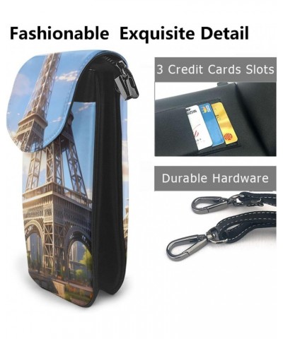 women Small Cell Phone Purse Eiffel Tower pattern Soft, durable and waterproof PU leather Convenient for daily use and travel...