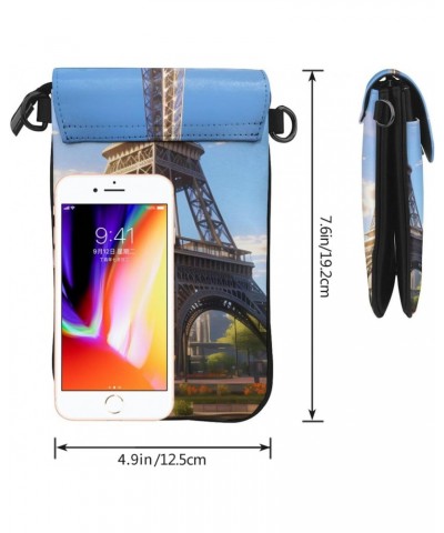 women Small Cell Phone Purse Eiffel Tower pattern Soft, durable and waterproof PU leather Convenient for daily use and travel...