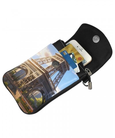 women Small Cell Phone Purse Eiffel Tower pattern Soft, durable and waterproof PU leather Convenient for daily use and travel...